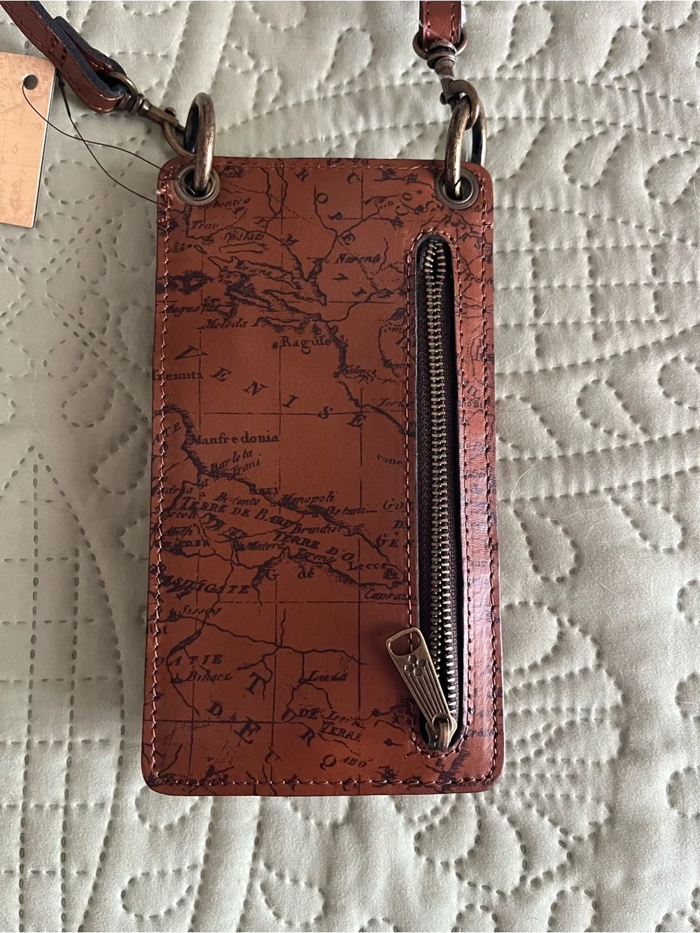 Patricia Nash Leather Crossbody Phone Pouch - Brown